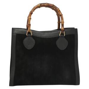Gucci Bamboo Suede Handbag Black